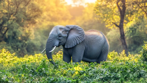 Elephant in a Serene Forest Setting
