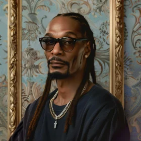 Stylish Snoop Dogg Portrait in Black Outfit