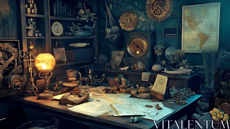 AI ART Vintage Steampunk Room