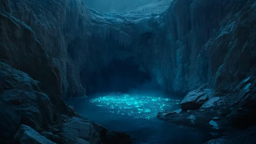 Mystical Phosphorescent Cave Scene