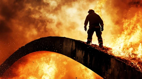 Heroic Firefighter Amidst Flames