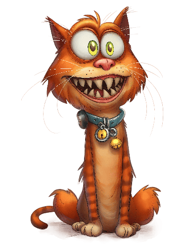 Charming Cartoon Cat with Green Eyes and Blue Collar POD Design