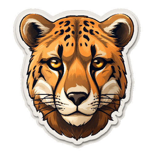 POD Design Cheetah Face Cartoon Illustration for Apparel