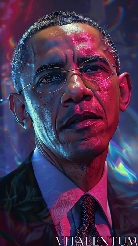 AI ART Barack Obama in Neon Art