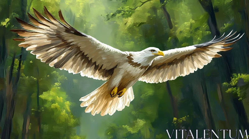 AI ART Eagle in Flight Amidst Forest