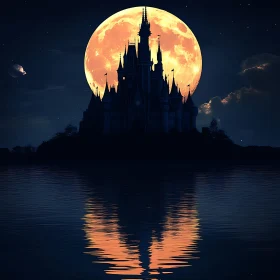 Moonlit Castle Reflection