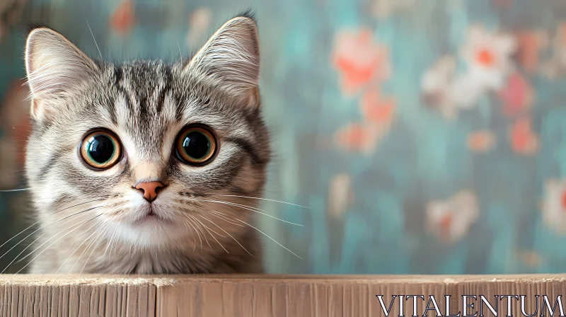 Curious Kitten and Pastel Florals AI Image