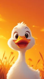 Happy Duckling in Summer Glow