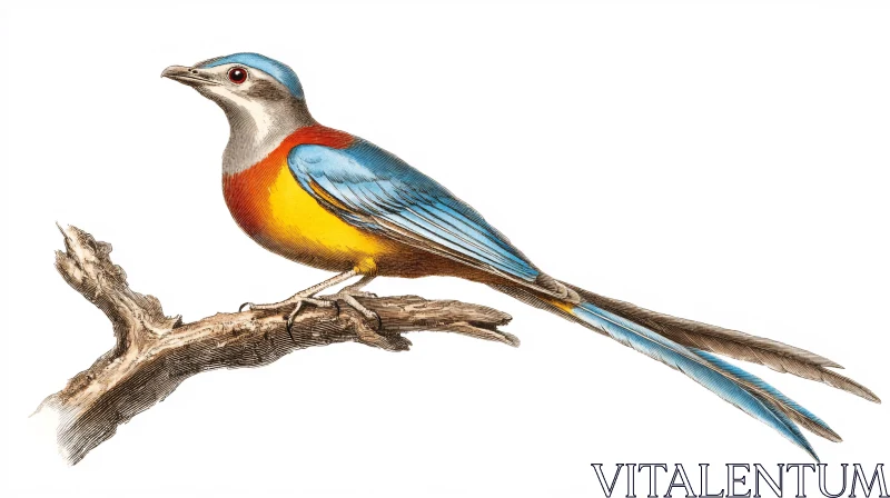 Colorful Bird Perched on Branch AI Image