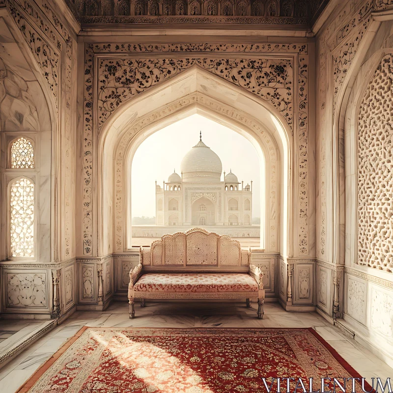 Architectural Grandeur: Taj Mahal Interior AI Image