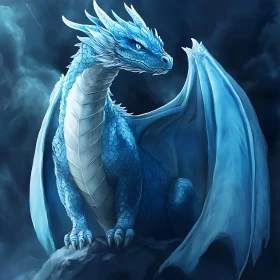 Azure Dragon on Stone Ledge