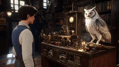 A moment of connection between a man and an owl