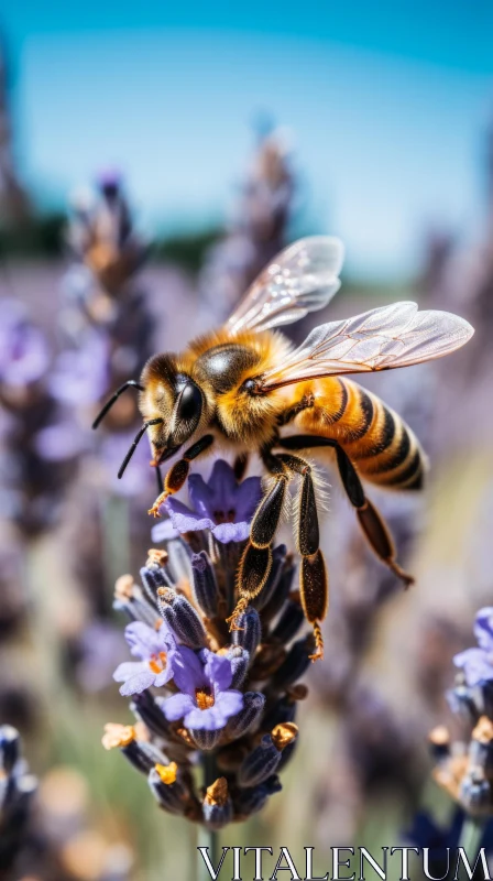 Honey Bee on Lavender Flowers - A Vision of Nature's Authenticity AI Image