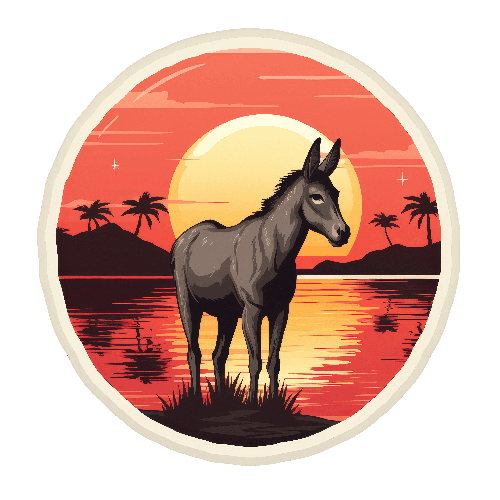 Retro Donkey Vector Illustration for T-Shirt Design POD Design