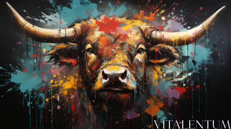 Stunning Abstract Bull Painting in Bold Colors AI Image
