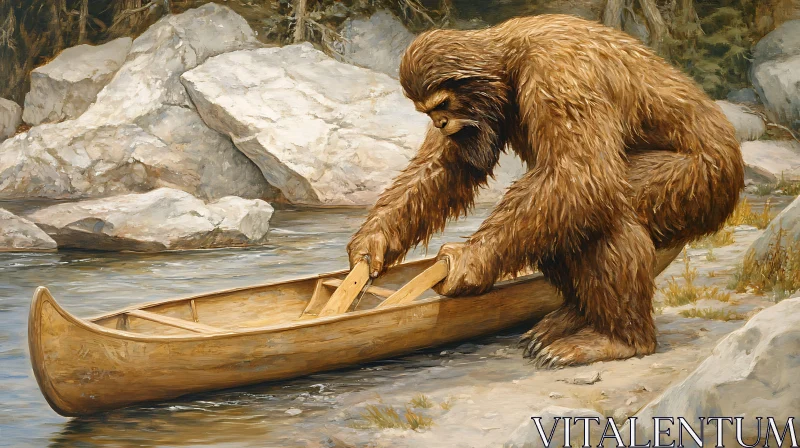 AI ART Sasquatch's River Journey