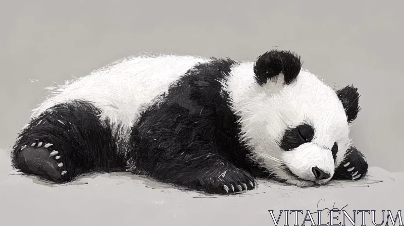 Panda Resting Peacefully Painting AI Image