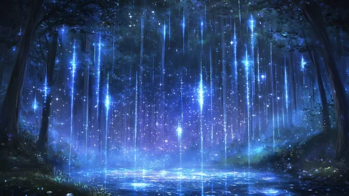 Celestial Cascade in the Mystic Woods