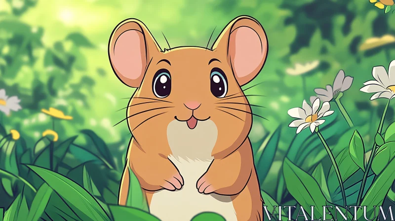 Cute Hamster in Field AI Image