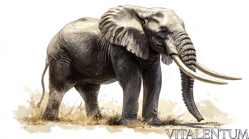 Elephant Majestic Illustration AI Image