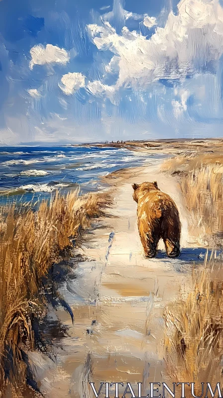 Beach Path with Bear AI Image