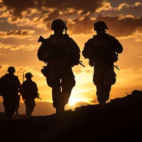 Military Troops at Dusk