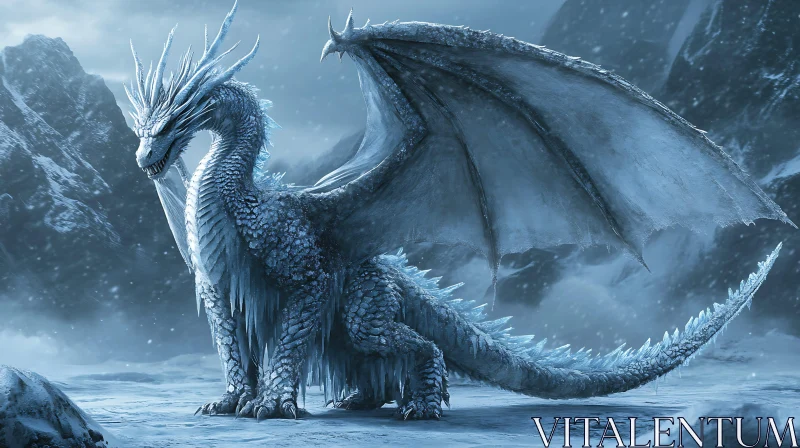 AI ART Winter Dragon: A Frozen Fantasy Creature