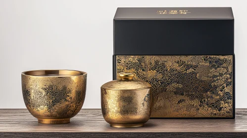 Luxury Tea Set with Ornate Golden Design