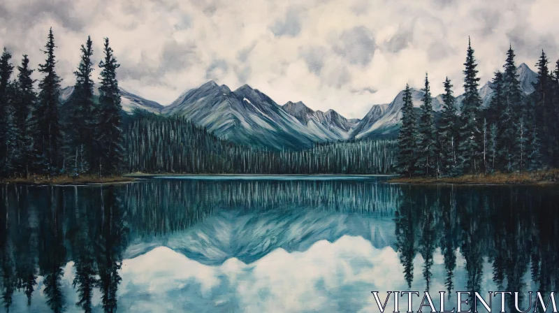 AI ART Tranquil Mountain-Reflected Lake