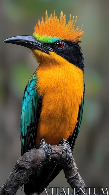 Vivid Orange-Crested Bird AI Image