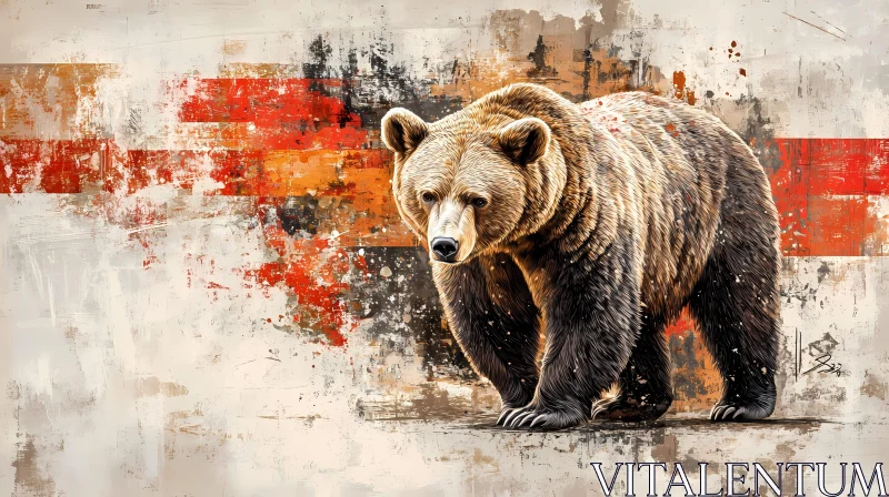 Brown Bear in Abstract Art AI Image