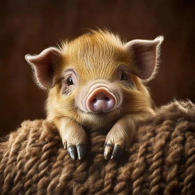 Charming Close-up of a Golden Piglet