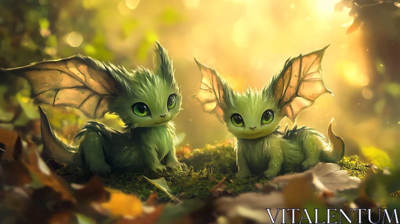 AI ART Green Winged Forest Creatures