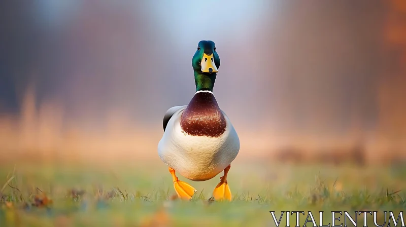 AI ART Close-up of a Mallard Duck Walking