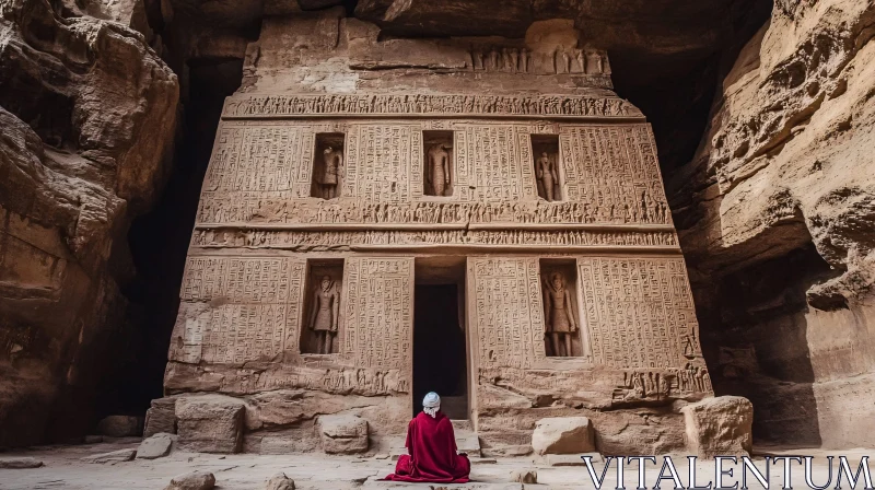 AI ART Meditating at the Ancient Temple