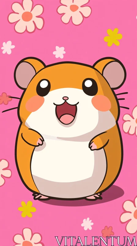 Adorable Hamster Illustration AI Image