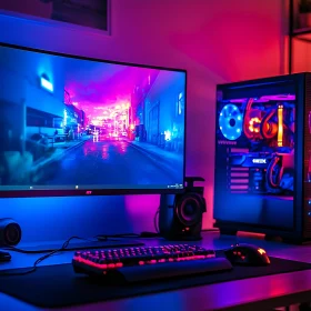 RGB Gaming Desk with High-End PC