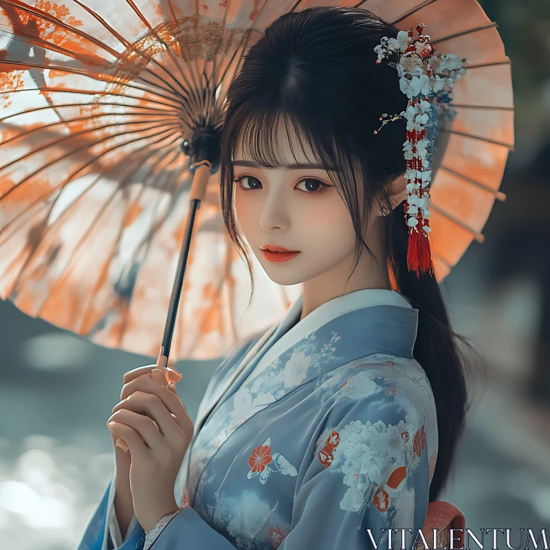 Serene Kimono Portrait AI Image