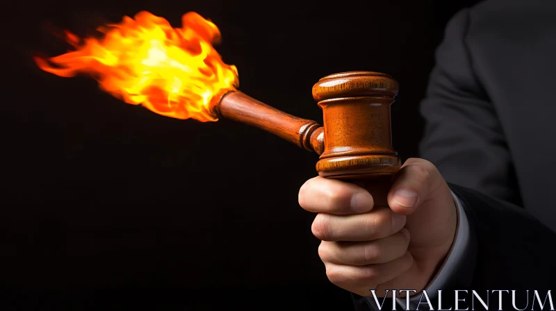 Gavel in Flames Illustration AI Image