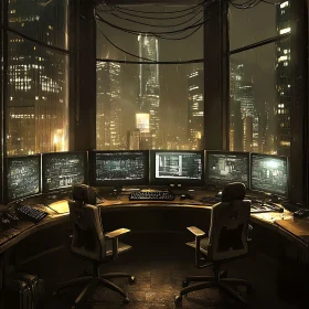 Cyberpunk High-Tech Control Room