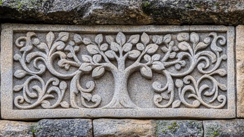 Ancient Stone Tree Relief