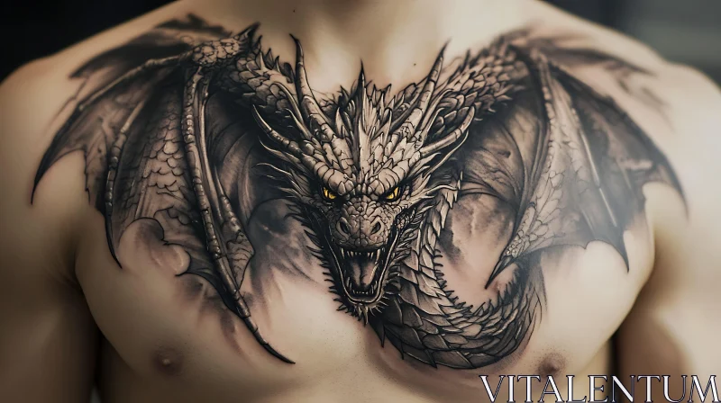 AI ART Dragon Tattoo Art on Man's Chest