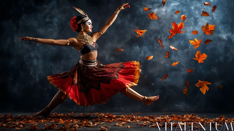 AI ART Woman Dancing in Autumnal Splendor