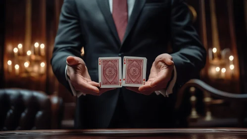 Man Presenting Ace of Diamonds Cards