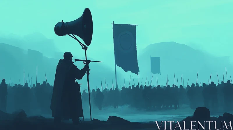 AI ART Teal Warriors with Megaphone