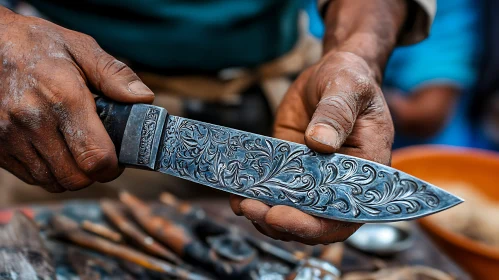 Artisan's Engraved Knife Close-Up