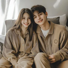 Joyful Couple in Matching Outfits