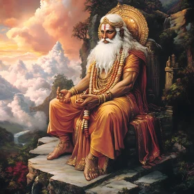 Meditative Man in Orange Robes