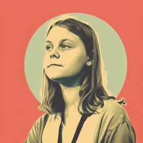 Greta Thunberg Retro Pop Art Style Portrait