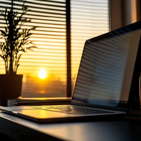 Tranquil Office Setup During Sunset